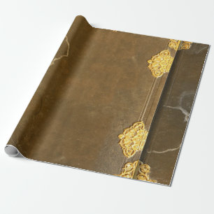 Papel De Presente Cobrir do Livro Dourado e antigo