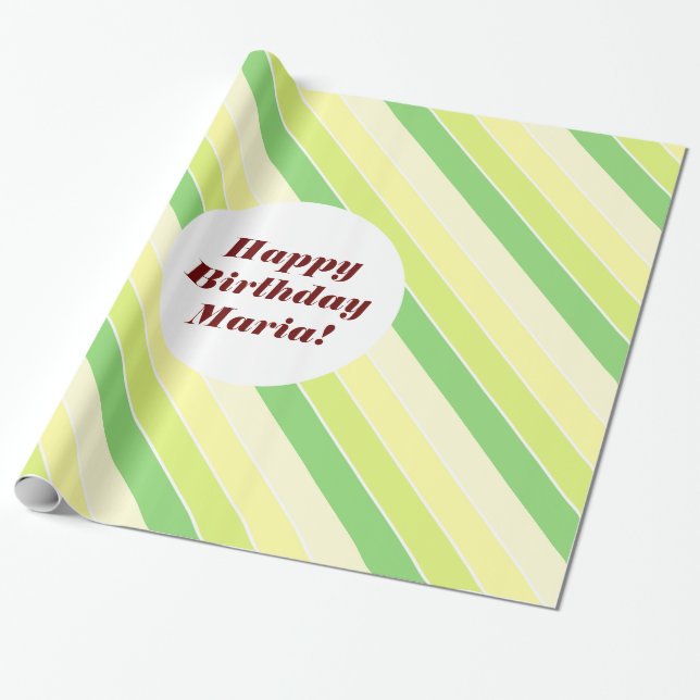 Papel De Presente Cobrir verde limão mesa de stripes moderno (Desenrolado)