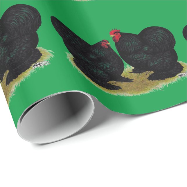 Papel De Presente Cochins Black Bantam Pair (Ponta do rolo)