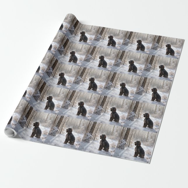 Papel De Presente Cocker Spaniel Deixe-o nevar no Natal (Desenrolado)