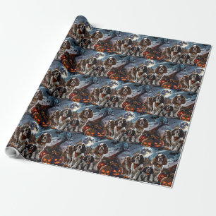 Papel De Presente Cocker Spaniel Halloween Assustador