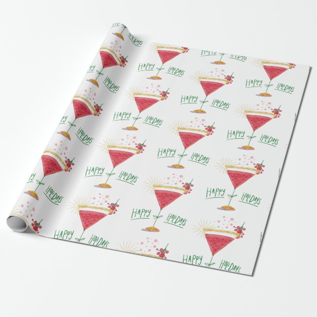 Papel De Presente cocktail de natal feliz (Desenrolado)