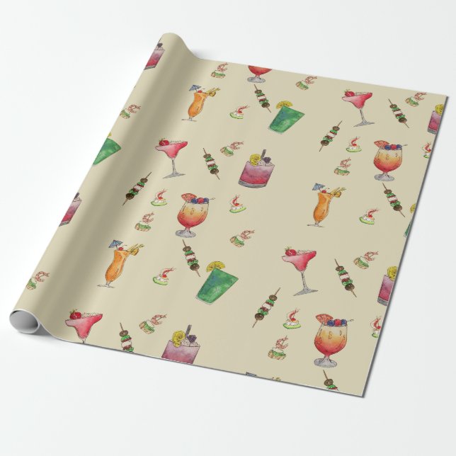 Papel De Presente Cocktail Wrapping Paper (Desenrolado)