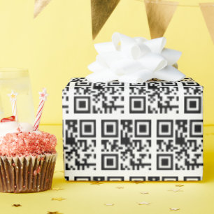 Papel De Presente Código QR de Aniversário Feliz em Branco
