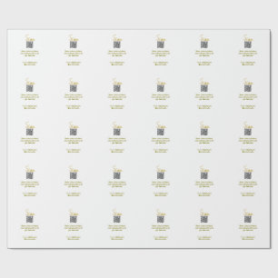 Papel De Presente Código QR de varredura dourada glitter simples ele