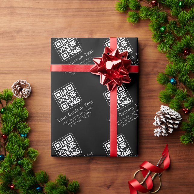 Papel De Presente Código QR personalizável e modelo de texto editáve (Presente de Natal)