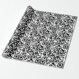 Papel De Presente Código QR Personalizável Preto e Branco Abstrato G