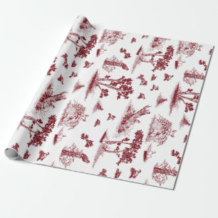 Papel De Presente Codornizes Toile De Jouy Arando e branco