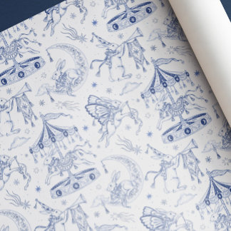 Papel De Presente Coelestial Lebre Caprichosa Toile de Jouy Azul