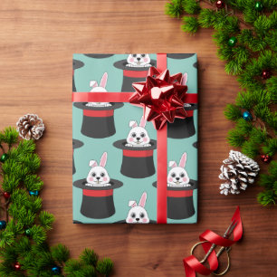 Papel De Presente Coelhinho Bonito no Padrão de Chapéu do Assistente