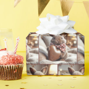 Papel De Presente Coelhinho Com Eu Te Amo Coração De Chocolate