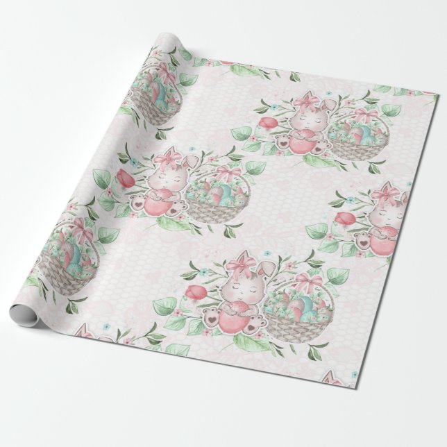 Papel De Presente Coelhinho da Páscoa Bonito (Desenrolado)