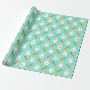 Papel De Presente Coelhinho da Páscoa bonito e cenouras no teste
