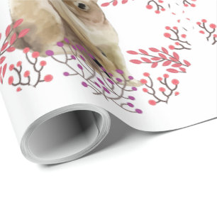 Papel De Presente Coelhinho da Páscoa floral redondo do fundo