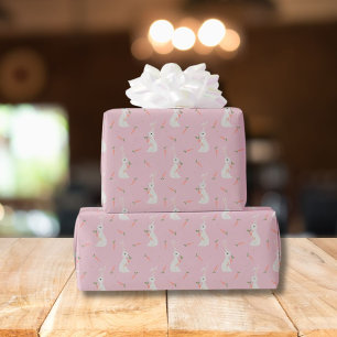 Papel De Presente Coelhinho da Páscoa fofo e padrão de cenoura em ro