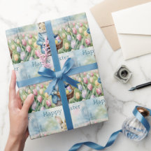 Coelhinho da Páscoa num campo de Tulips