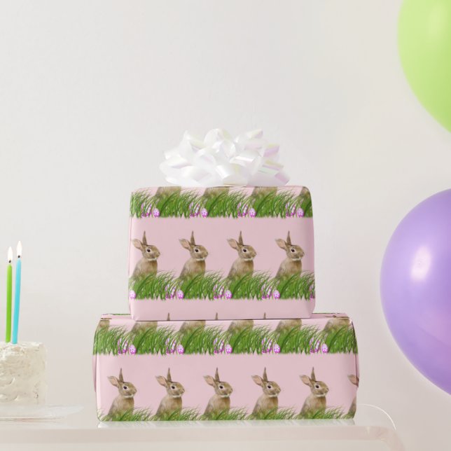 Papel De Presente Coelhinho De Páscoa Com Ovos (Presentes para festas)