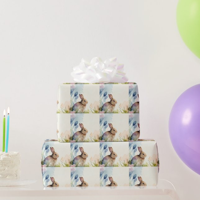 Papel De Presente Coelhinho de Páscoa no jardim (Presentes para festas)