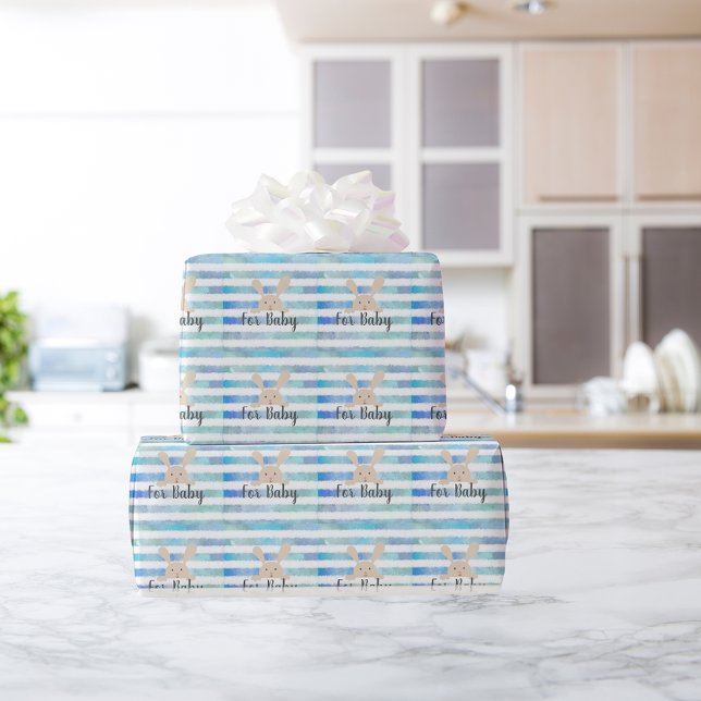 Papel De Presente Coelhinho De Rija Azul Para Bebê (Criador carregado)
