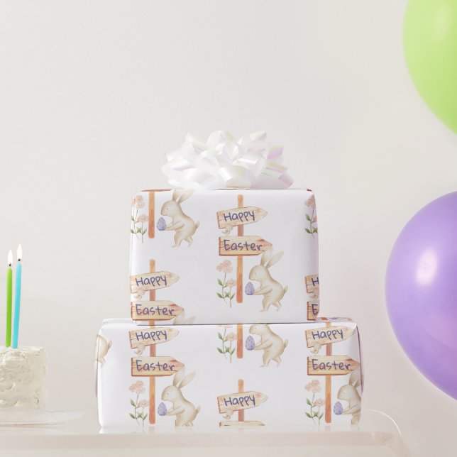 Papel De Presente Coelhinho e Felz pascoa de ovo (Presentes para festas)