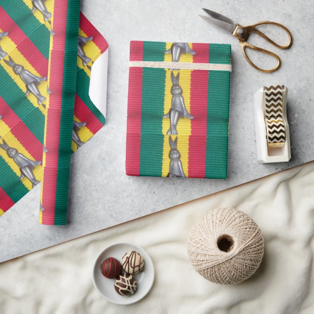 Papel De Presente Coelhinho em Cores Rasta: Um Toque de Impressão de (Artesanato)