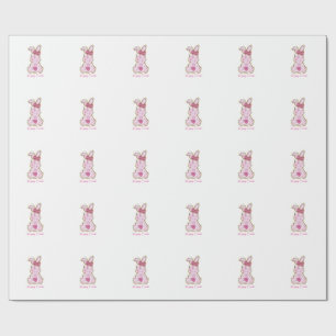 Papel De Presente Coelhinho Feliz de Páscoa Garotas Mulheres Rosa Fl