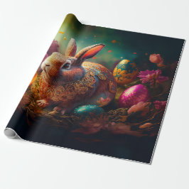 Papel De Presente Coelhinho felz pascoa com ovos de Páscoa