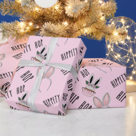Papel De Presente Coelhinho Moderno Cor-de-rosa Orelha Páscoa Cupcak