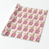 Coelhinho rosa com o embuste de aniversário do Gil