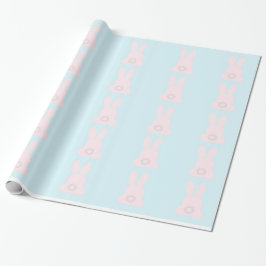 Papel De Presente Coelhinhos cor-de-rosa no papel de enrolamento azu