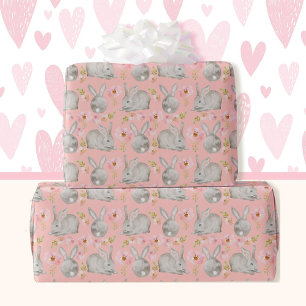 Papel De Presente Coelhinhos cor-de-rosa para Primavera