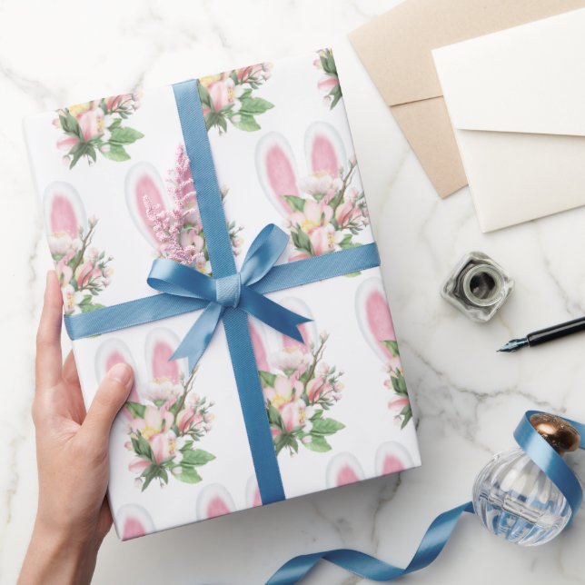 Papel De Presente Coelhinhos De Páscoa Em Flores (Presentear)