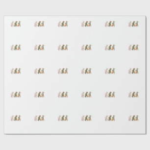 Papel De Presente Coelhinhos de Páscoa Fofos Leopardo Bunny e Flower