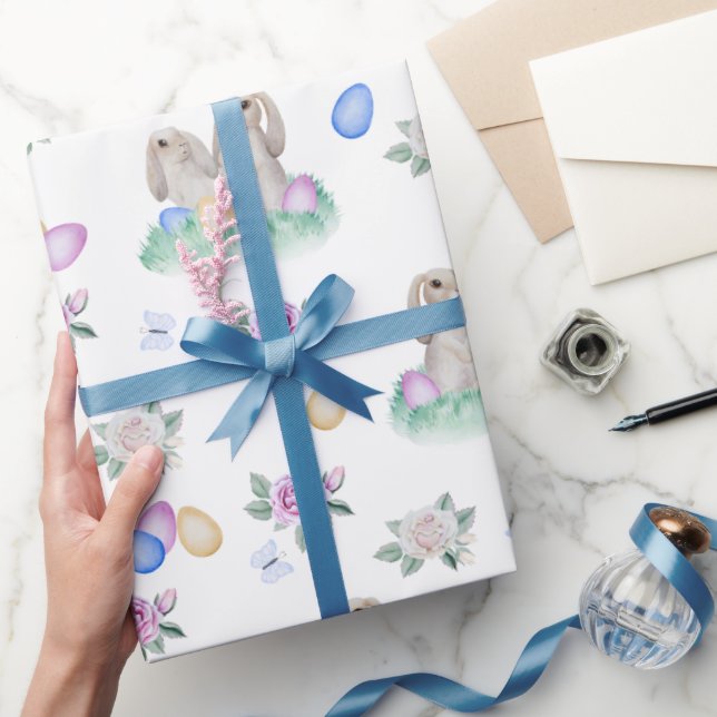 Papel De Presente Coelhinhos E Ovos De Páscoa (Presentear)