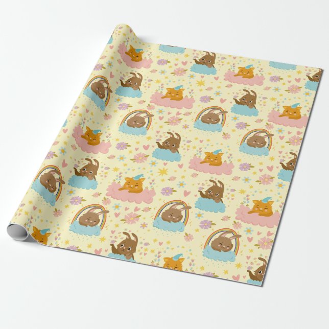 Papel De Presente Coelhinhos Fofos (Desenrolado)