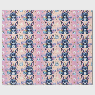 Papel De Presente coelho azul-unicórnio azul-marinho grumante