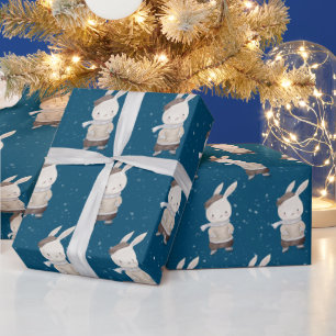 Papel De Presente Coelho bonito com Skates de gelo