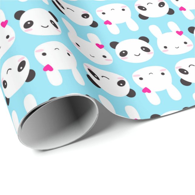Papel De Presente Coelho bonito super e panda de Kawaii (Ponta do rolo)