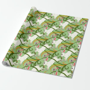 Papel De Presente Coelho Branco sobre o Decurso Lar Verde