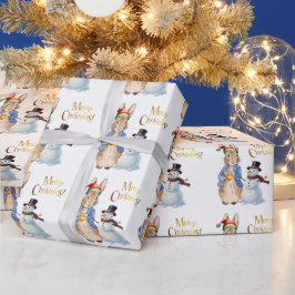 Papel De Presente Coelho Clássico com Chapéu de Papai Noel
