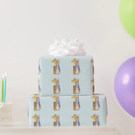 Papel De Presente Coelho Clássico de jaqueta azul Primeiro Aniversár