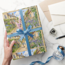 Papel De Presente Coelho Clássico em Cidade Rural Inglesa