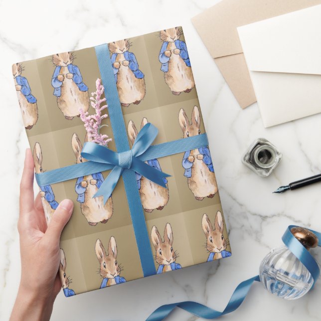 Papel De Presente Coelho clássico em um casaco azul (Presentear)