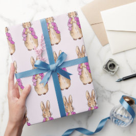 Papel De Presente Coelho clássico vestindo jaqueta rosa