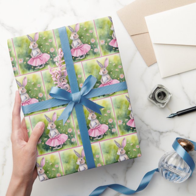 Papel De Presente Coelho da Páscoa de Tutu Rosa (Presentear)