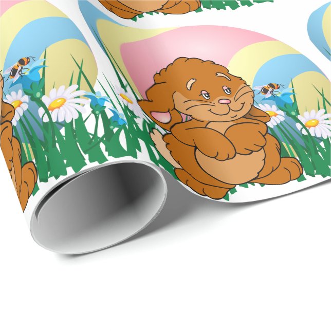 Papel De Presente Coelho Da Páscoa E Ovo De Páscoa (Ponta do rolo)