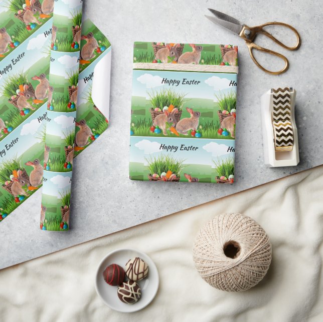 Papel De Presente Coelho da Páscoa Feliz Arte de Decoupage ou Presen (Artesanato)