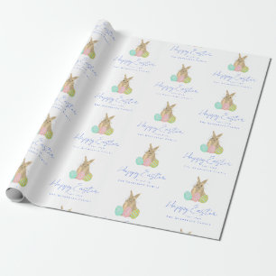 Papel De Presente Coelho da Páscoa Personalizado Aquarela