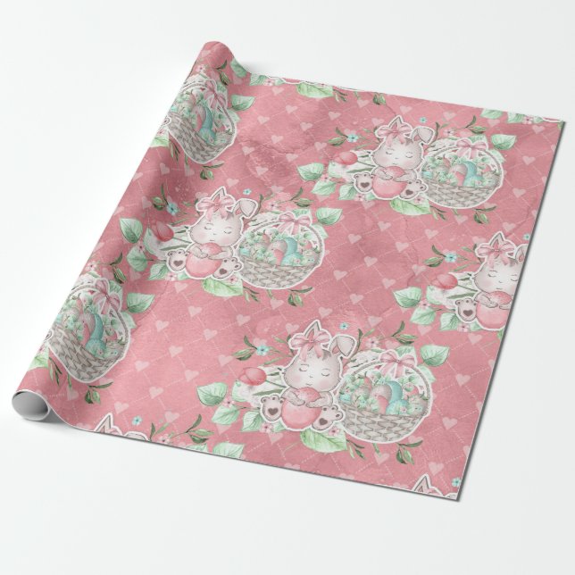 Papel De Presente Coelho de amor de Páscoa fofo (Desenrolado)
