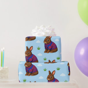 Papel De Presente Coelho de Chocolate em suéter estampado